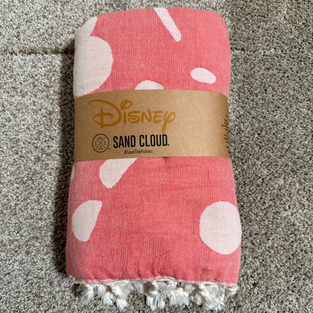 Disney Pink and White Polka Dot and Mickey Head Beach Blanket